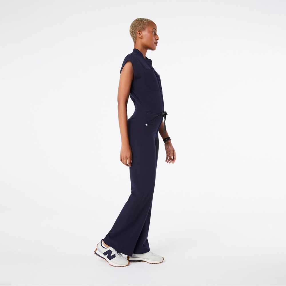 FIGS Rafaela Cargo Wide Leg ScrubJumpsuit™ in Navy Size L - Picture 3 of 11